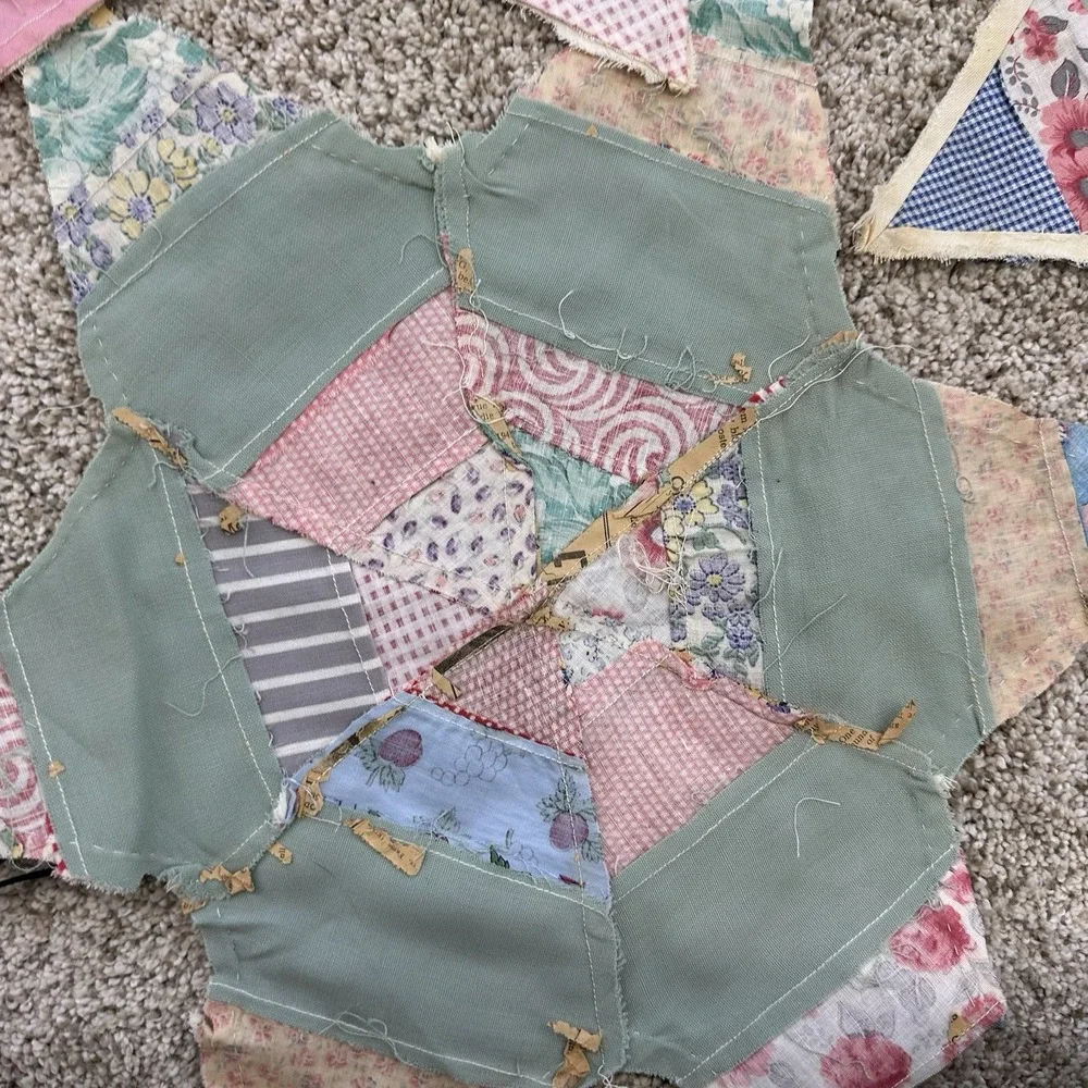 Lot Of 7 Vintage Antique Quilt Blocks‎ Orphans String Star Patchwork Unfinished